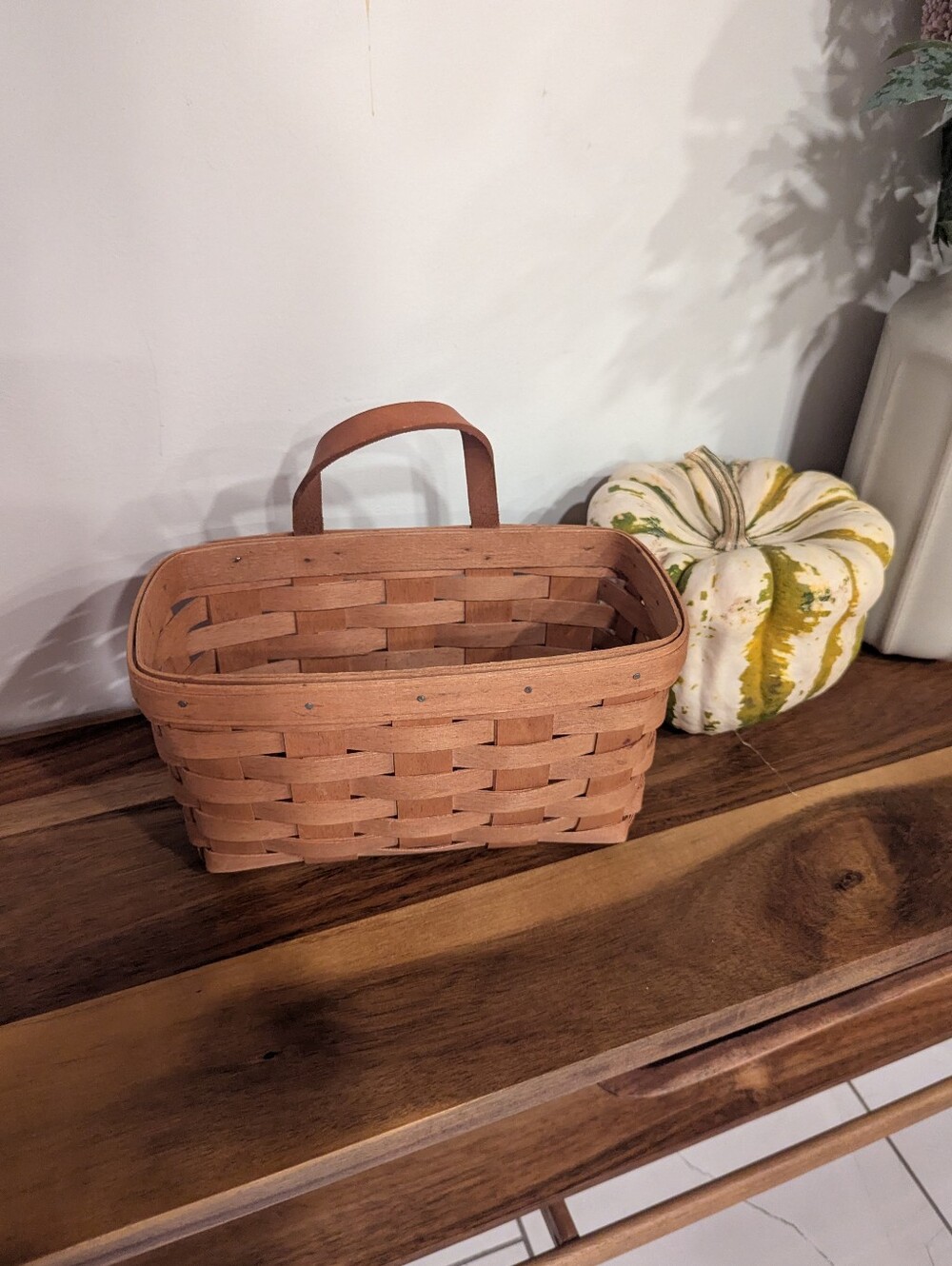 Longaberger Basket With Leather Handle